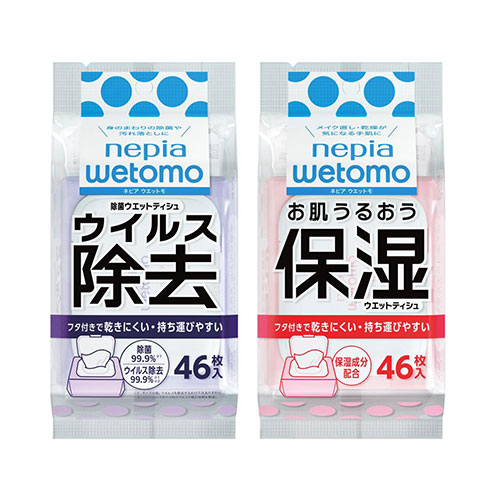 ネピア wetomo 除菌ウエットティシュ46枚1個